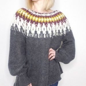 Free People Fair Isle Cozy Balloon Sleeve Sweater